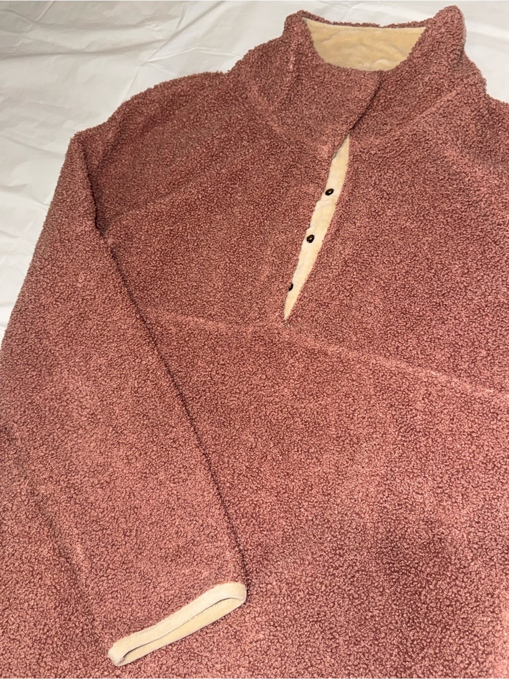 Plush Button-Trim Pullover Sweater - Dusty Rose - Picture 2 of 2